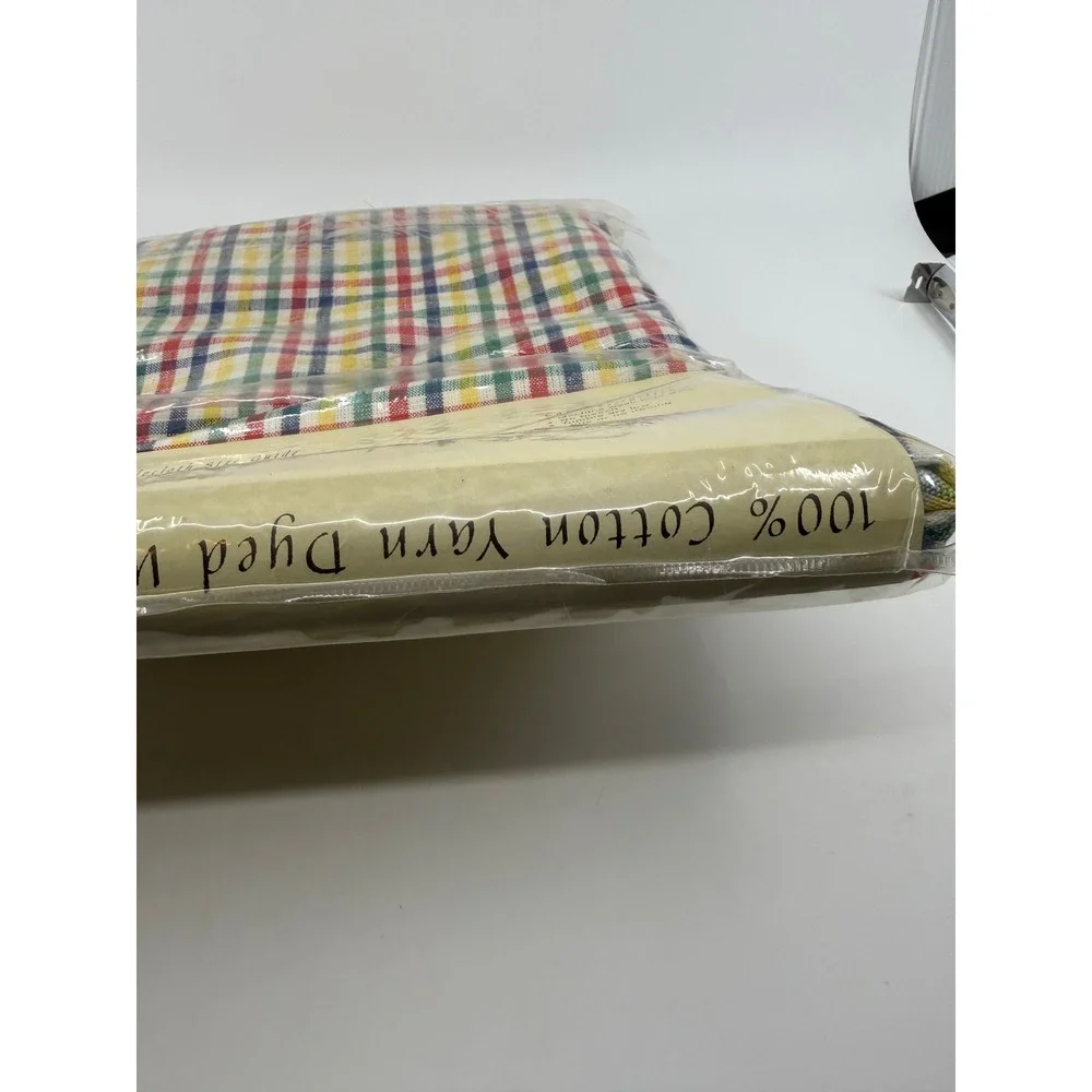 Niki Home Classics Serena Tablecloth 60x84 Oblong Bistro Check Multi Cotton NEW